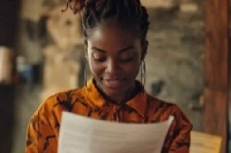 a black woman reading a document