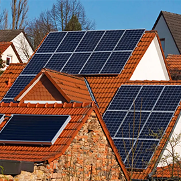 solar panels on roof houses