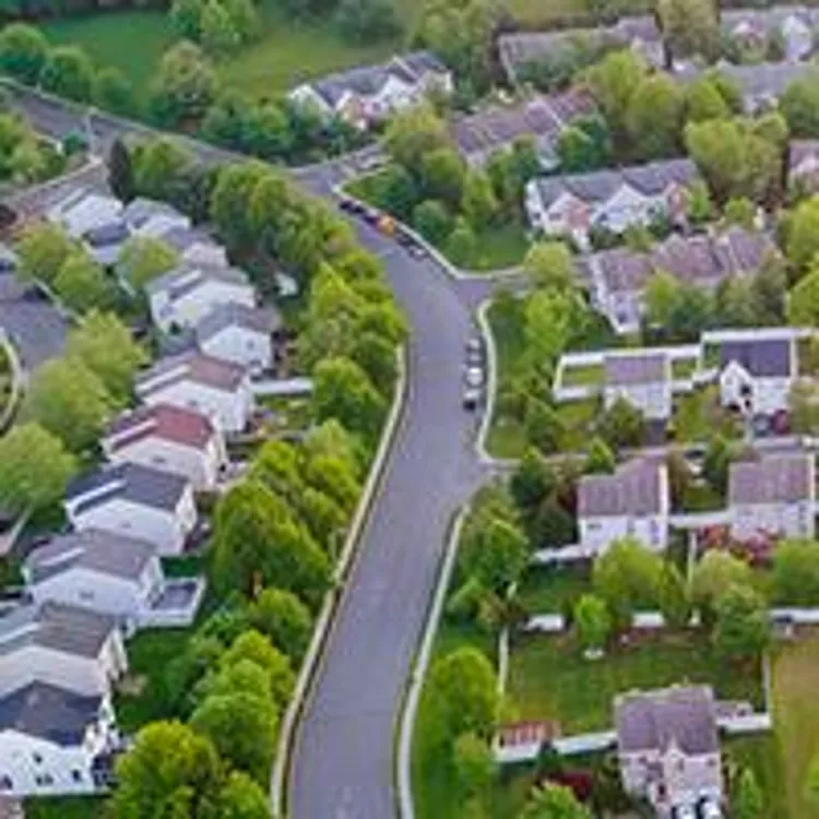 aerial view of suburban neighborhood