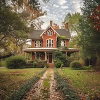 a house surrounded by trees