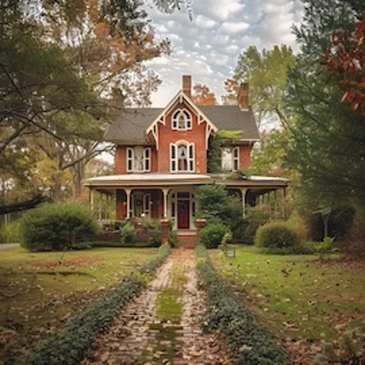 a house surrounded by trees