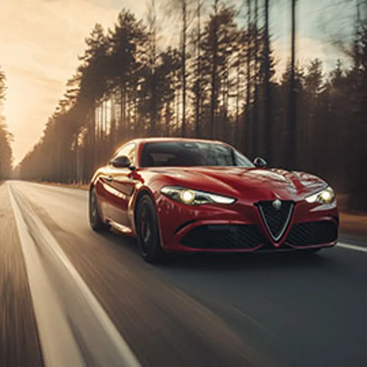 red sedan on the road