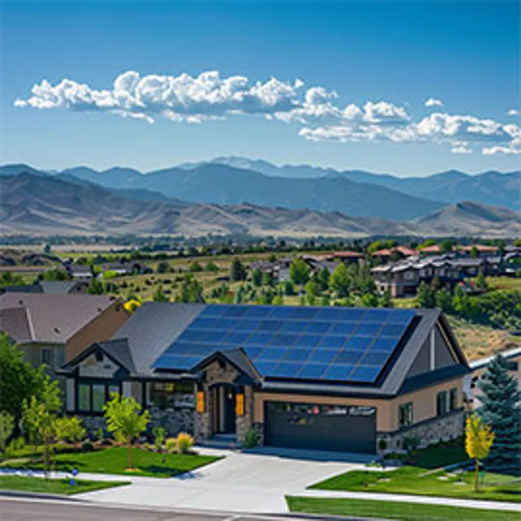 view of one-story house with solar panels on roof