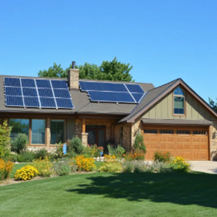 a bungalow house in Missouri with solar panels on the roof