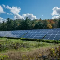 an array of ground-mounted solar panels
