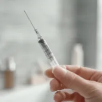 a hand holding a syringe