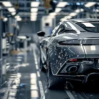 showing half the rear of an Aston Martin at a car wash