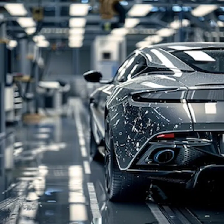 showing half the rear of an Aston Martin at a car wash