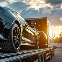 a car being transported on a truck