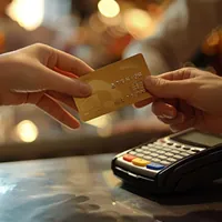 customer handing credit card to cashier