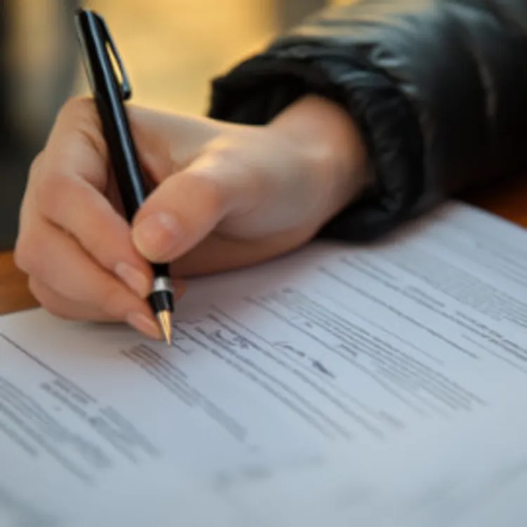 a piece of paper being signed