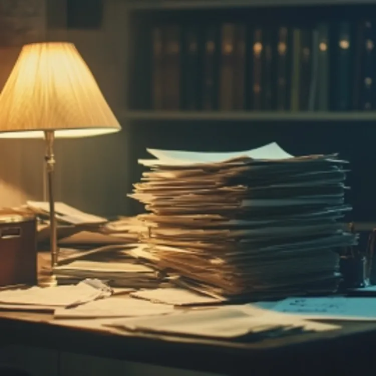 a stack of papers on top of a desk