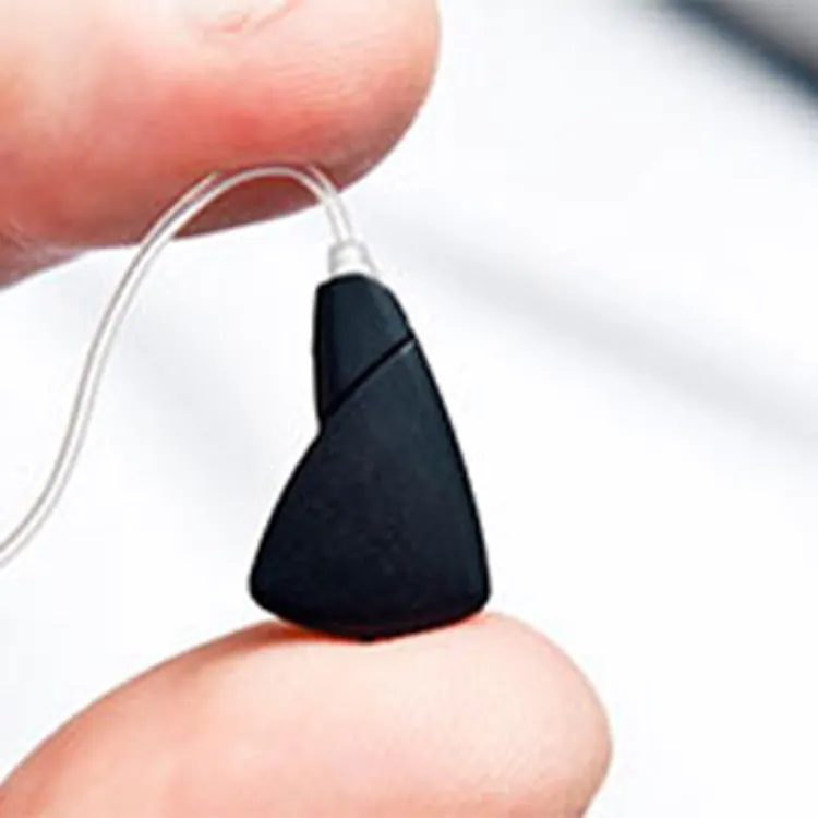 person holding a hearing aid