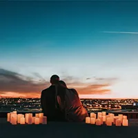 couple watching the city sunset