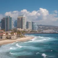 a city beside the ocean