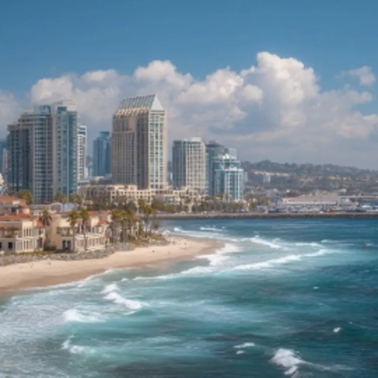 a city beside the ocean