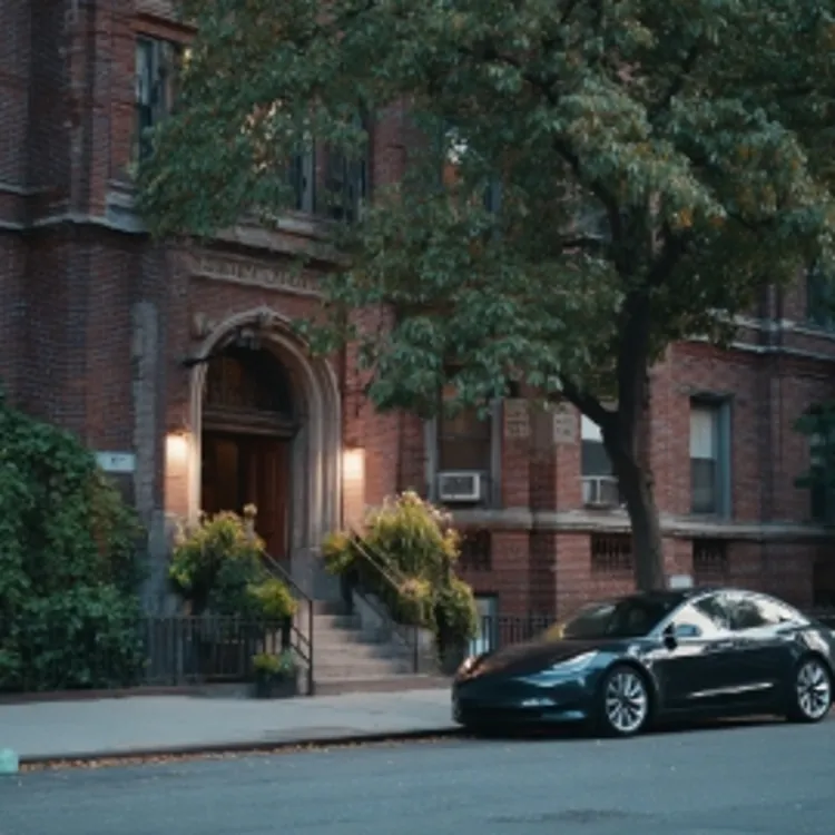 a car parked in a city street