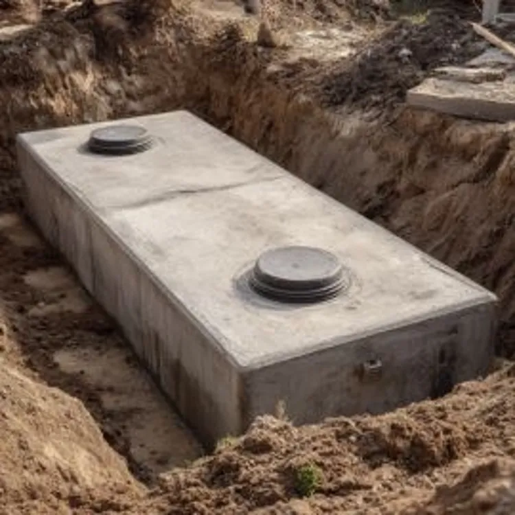 a septic tank being buried