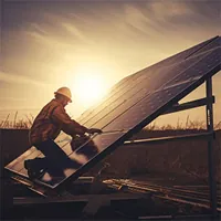 technician checking solar panel system