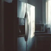 two-door refrigerator with ice maker in a kitchen