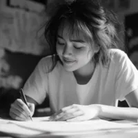 a woman signing documents