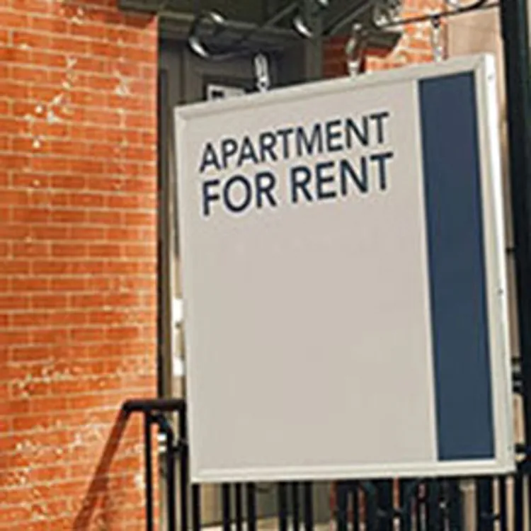 for rent signage in front of apartment