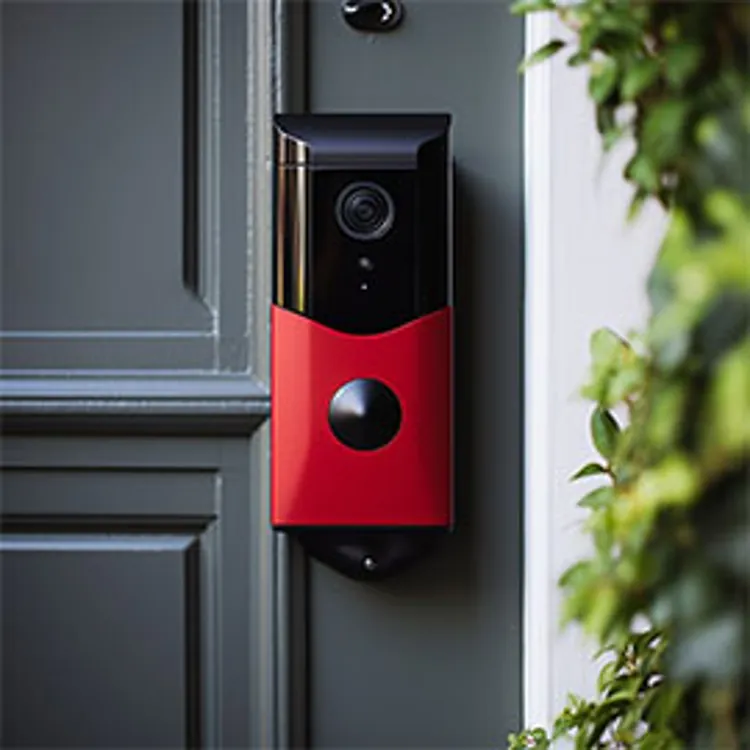 red and black video doorbell