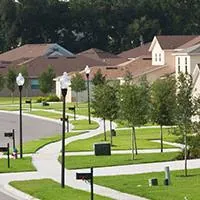row of houses on a winding road