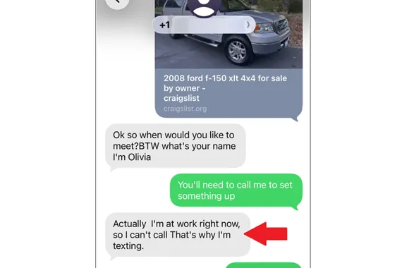 Screenshot of a text conversation about a 2008 Ford F-150 XLT 4x4 for sale with a truck image
