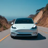 a Tesla on a highway in California