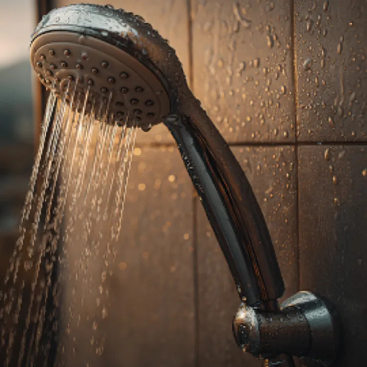 shower head spraying water in a bathroom
