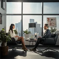 man and woman on a meeting