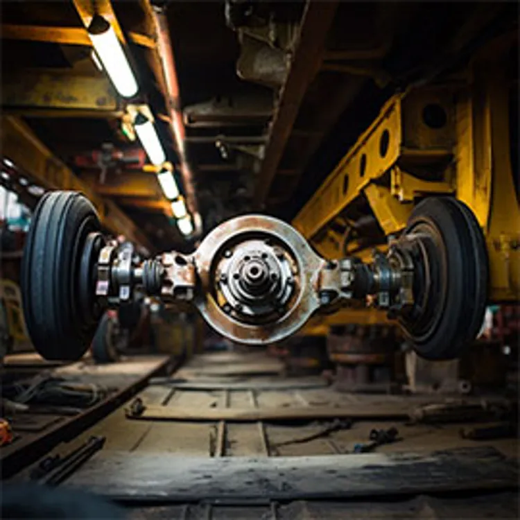 car axle in a repair shop