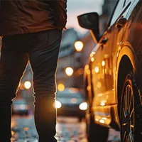 a man standing beside his car