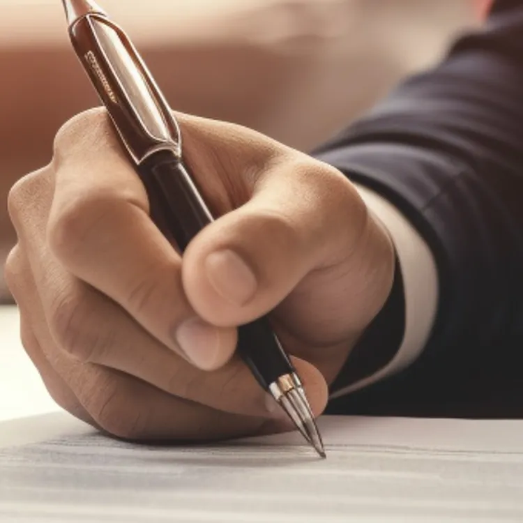 man signing papers