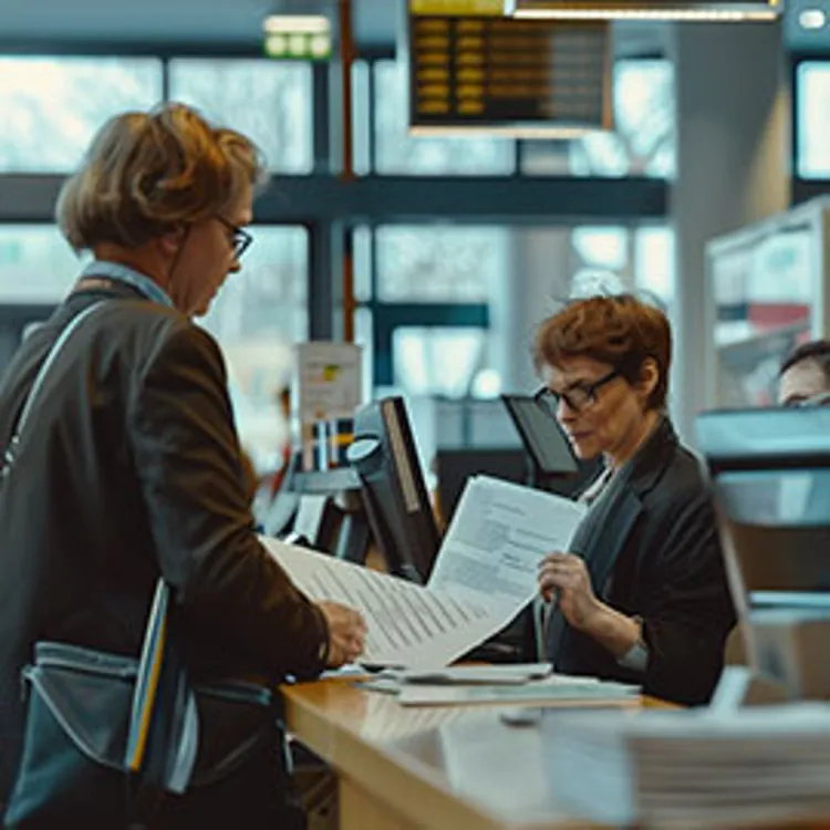 a client doing business with a bank teller