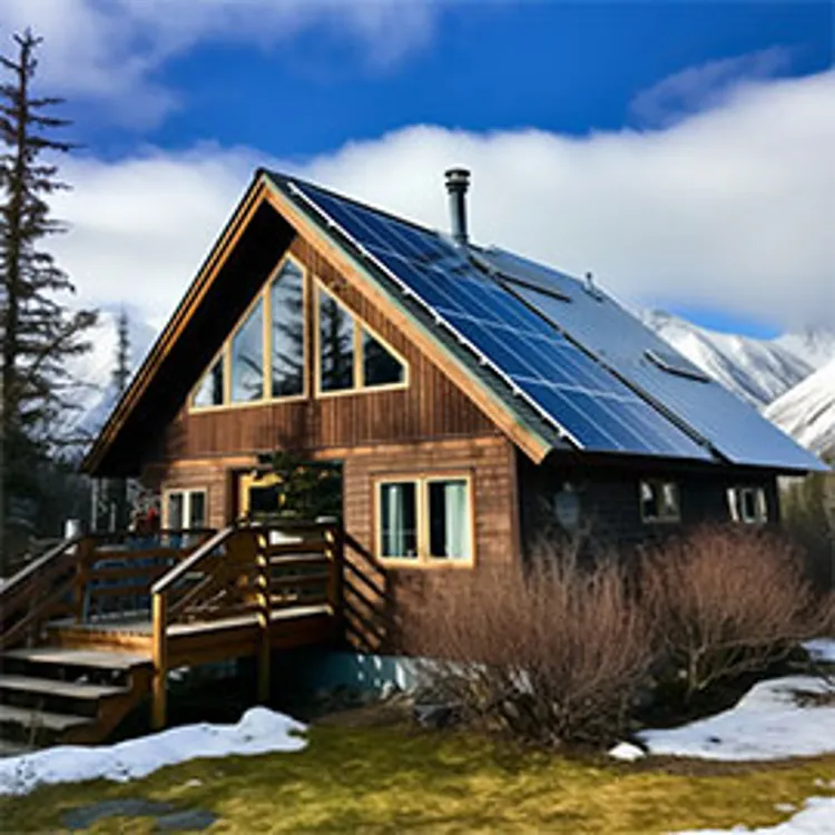 two men installing solar panels on the roof of a home in Alaska