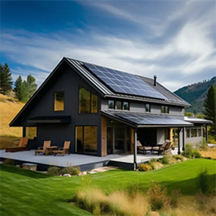house in Idaho with solar panels installed on the roof