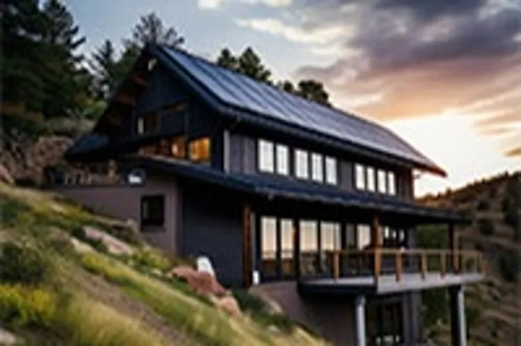 home in montana hillside with solar panels on the roof