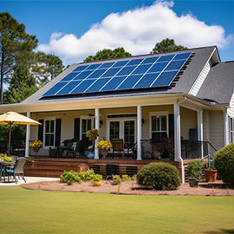 home in south carolina with solar panels installed on rooftop