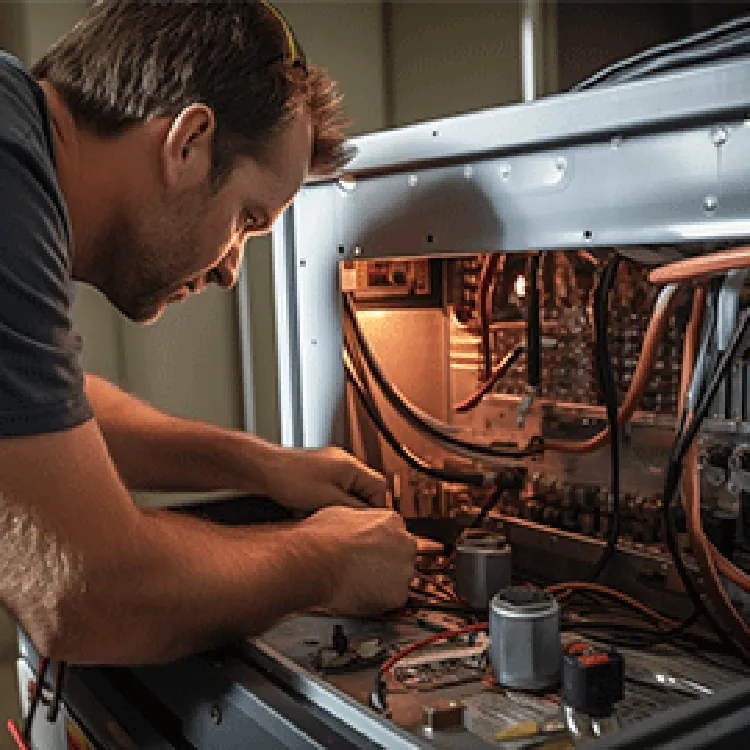 technician repairing a freezer