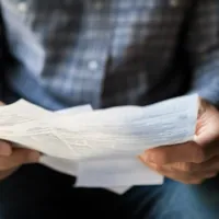 some documents held by a man