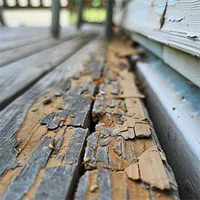 termite infested floor board on a house deck