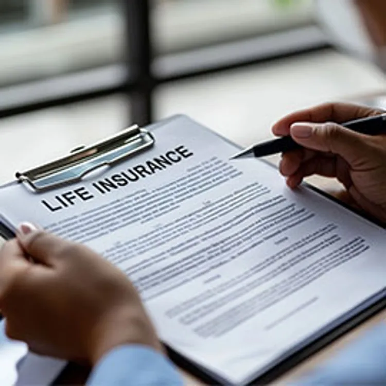 person reading documents with the heading life insurance