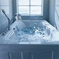 bathtub being filled with hot water
