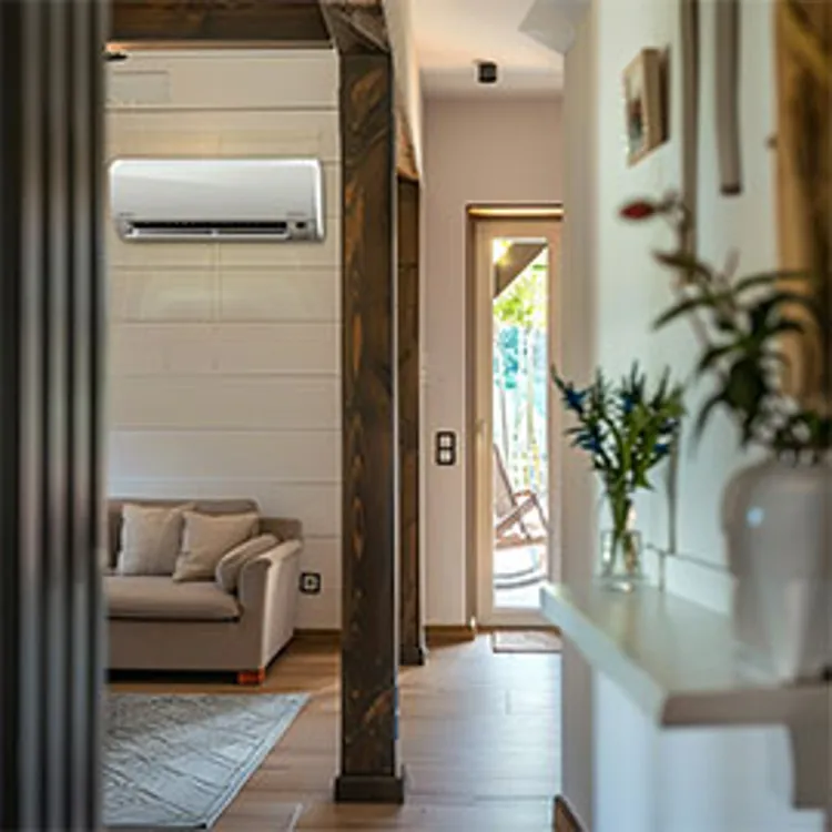split type air conditioning unit in a living room