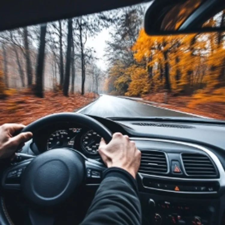 the view from a person driving a car