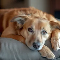 a dog lying on a couch