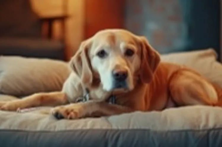 a dog on a dog bed