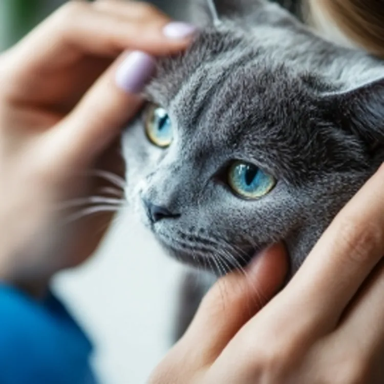 a vet inspecting a cat's ear